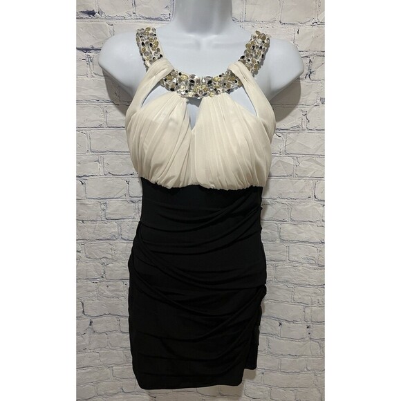 City Studio Black & White Mini Bodycon Party Homecoming Prom Dress Size Small - Picture 2 of 8